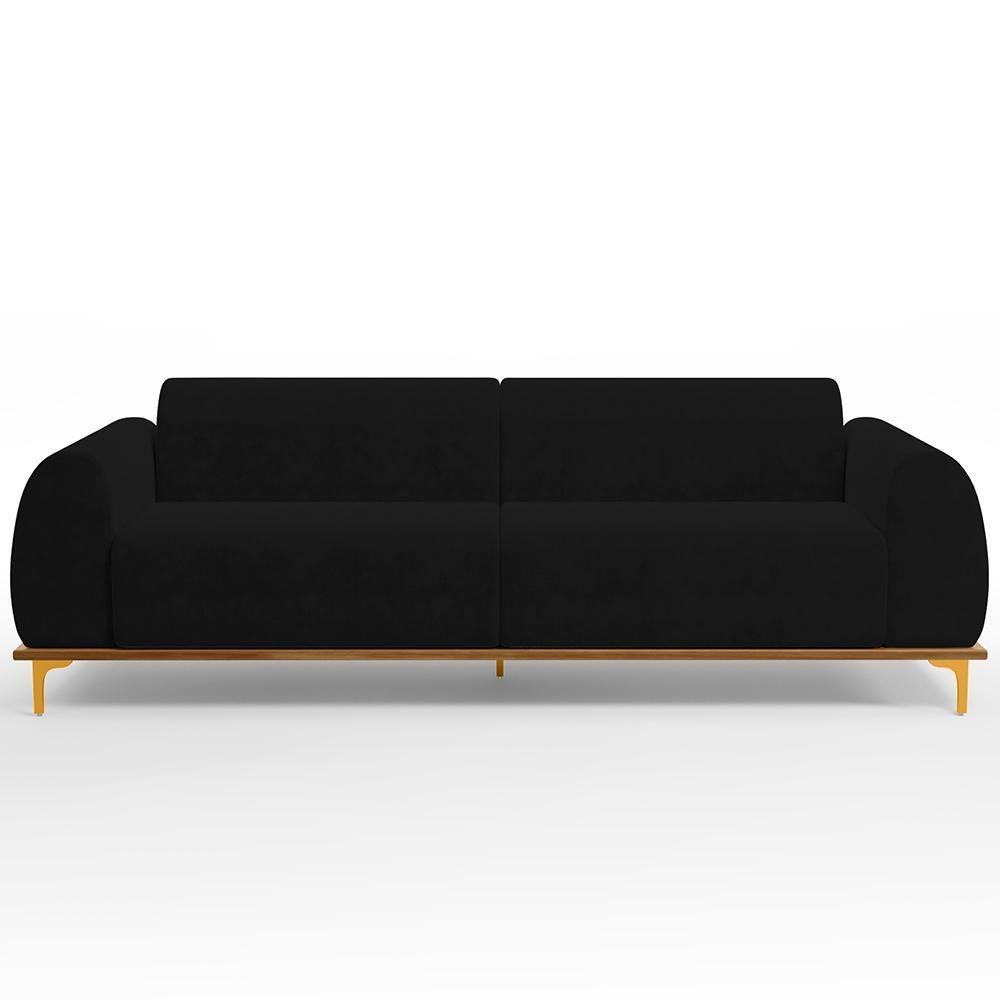 Sofá 04 Lugares Kiev 260 Cm Veludo Preto C-300 - 6