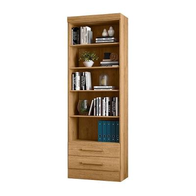 Livreiro 3420 Moderno 4 Prateleiras 2 Gavetas MDP Amadeirado Qmovi