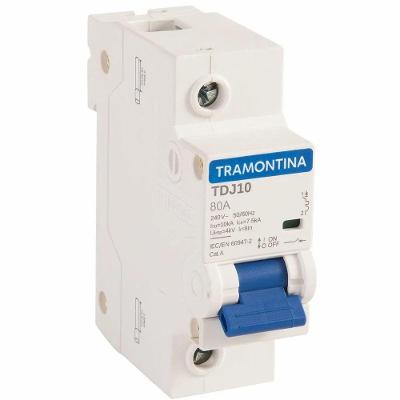 Disjuntor Unipolar TDJ10 80A 10KA Curva C com Indicador de Status Tramontina