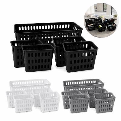 Kit 5 Cestos Organizadores Multiuso Polipropileno (PP) para Armário Cozinha Lavanderia 4,5L
