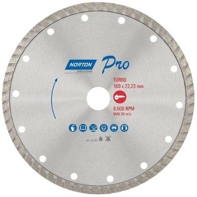 Disco Diamantado Turbo Norton para Cortes Precisos Inox 180MM 8,0MM 22,23MM