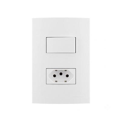 Interruptor Simples + Tomada Clean com Interruptor 10A e Tomada 2P+T 10A Branco Margirius