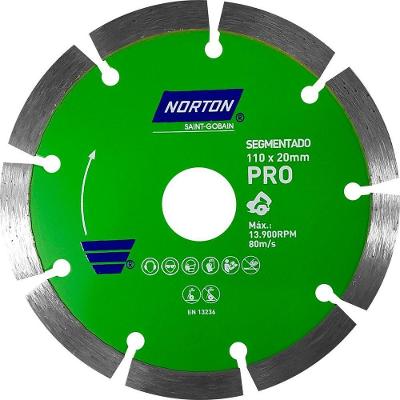 Disco Diamantado Pro Segmento para Corte de Concreto e Alvenaria 110x20mm Norton