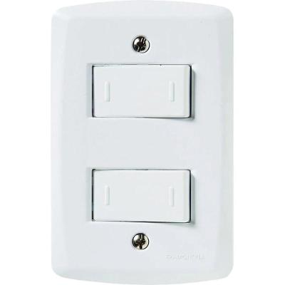 Interruptor Duplo Paralelo Lux2 com 2 Teclas Paralelas Branco Tramontina 10A 250V
