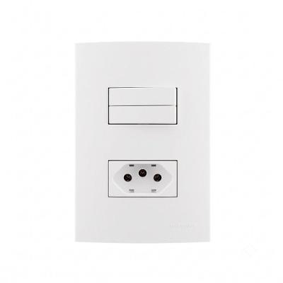 Interruptor Duplo Simples + Tomada Clean 10A e 2P+T 20A Fosco Branco Margirius