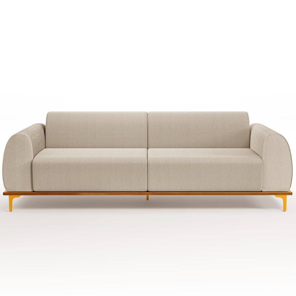 Sofá 03 Lugares Para Sala De Estar Kiev 230 Cm Bege C-107 - 6