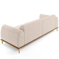 Sofá 03 Lugares Kiev 230 Cm Veludo Bege C-309