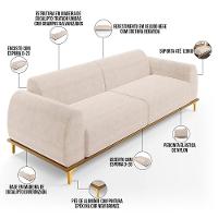 Sofá 03 Lugares Kiev 230 Cm Veludo Bege C-309 - 9