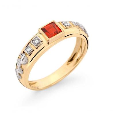 Anel Carre Ref 160028L 32 em Ouro 18k Amarelo com Diamante e Rubi Unissex