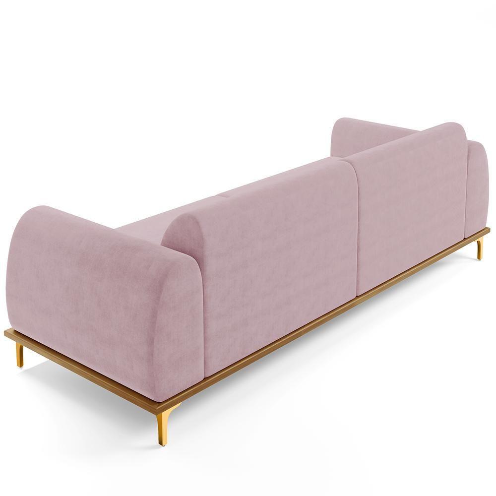 Sofá 03 Lugares Kiev 230 Cm Veludo Rosê C-305 - 2