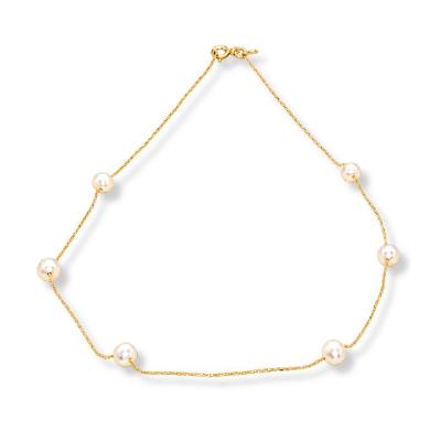 Gargantilha Prata 925 Pontos de Pérola com Banho de Ouro Amarelo Dourado Feminino