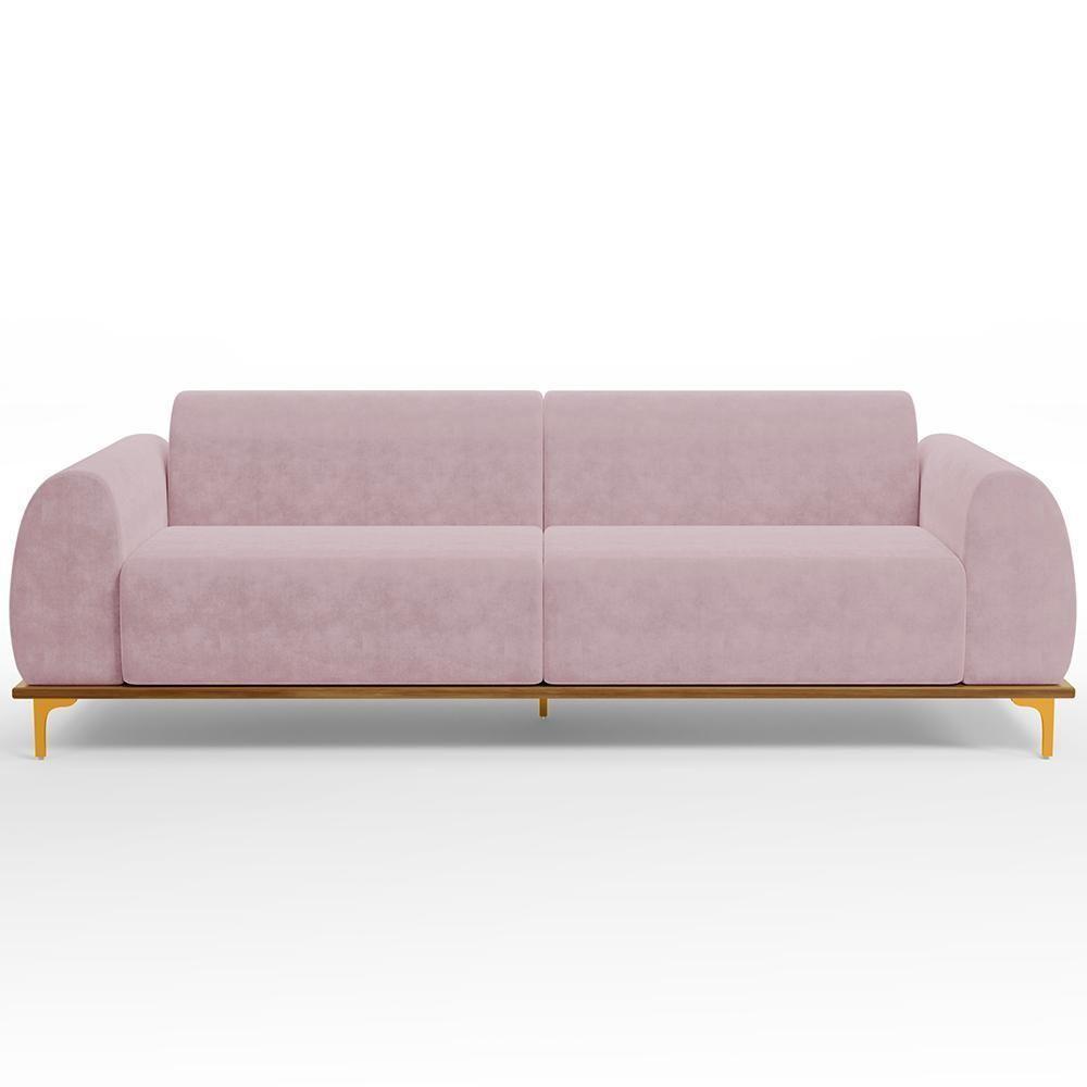 Sofá 03 Lugares Kiev 210 Cm Veludo Rosê C-305 - 4