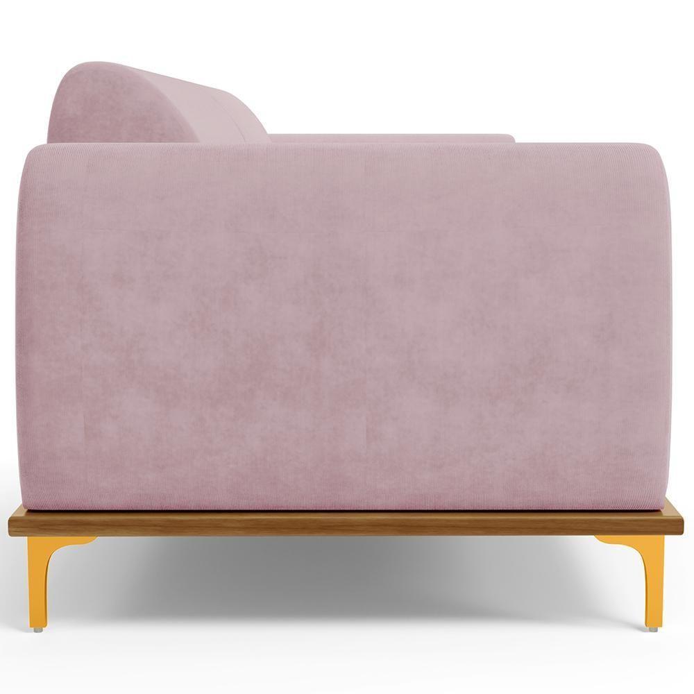 Sofá 03 Lugares Kiev 210 Cm Veludo Rosê C-305 - 7