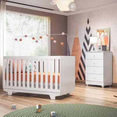 Quarto de Bebê Soft Life Berço Mini Cama e Cômoda 4 Gavetas MDF-MDP Branco Tigus Móveis