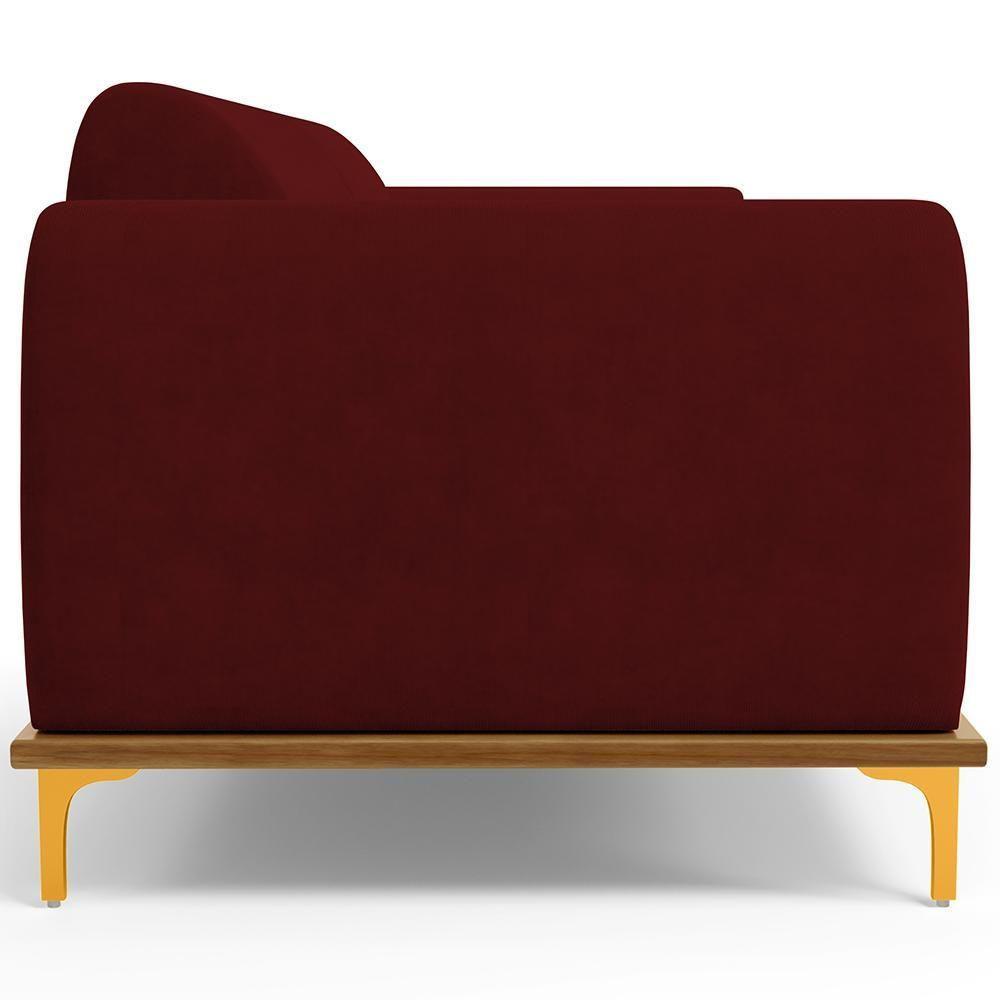 Sofá 03 Lugares Kiev 210 Cm Veludo Marsala C-278 - 5