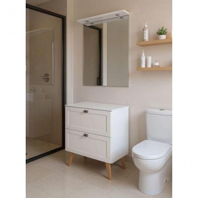Gabinete para Banheiro Milano 3 Gavetas MDF 80CM Branco com Espelho LED On Móveis