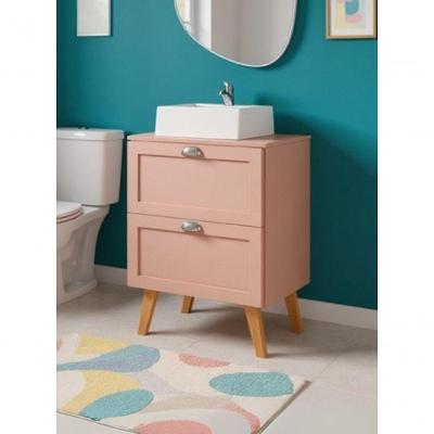 Gabinete para Banheiro Milano 3 Gavetas MDF 60CM Rosa On Móveis