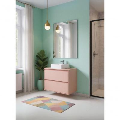 Gabinete para Banheiro Dubai 1 Porta 1 Gaveta MDF 80CM Rosa com Cuba On Móveis