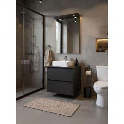 Gabinete para Banheiro Dubai 1 Porta 1 Gaveta MDF 60CM Grafite com Cuba e Espelho On Móveis