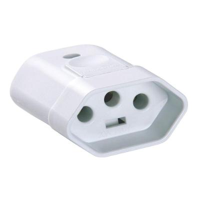 Plugue Fêmea 2P+T 10A 250V Liga de Cobre Branco Tramontina