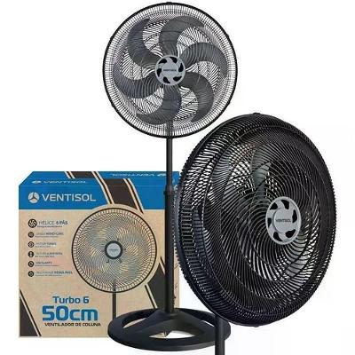 Ventilador de Coluna Ventisol 135W 50CM 6 Pás 3 Velocidades Turbo 6 Preto 110V