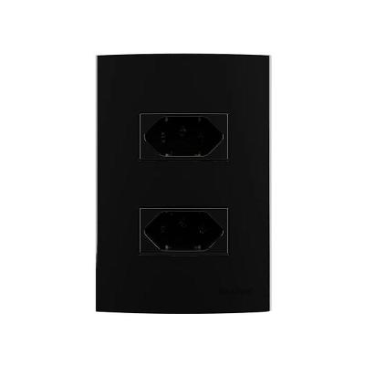 Tomada Dupla Clean 2P+T 10A com Acabamento Fosco Preto Margirius