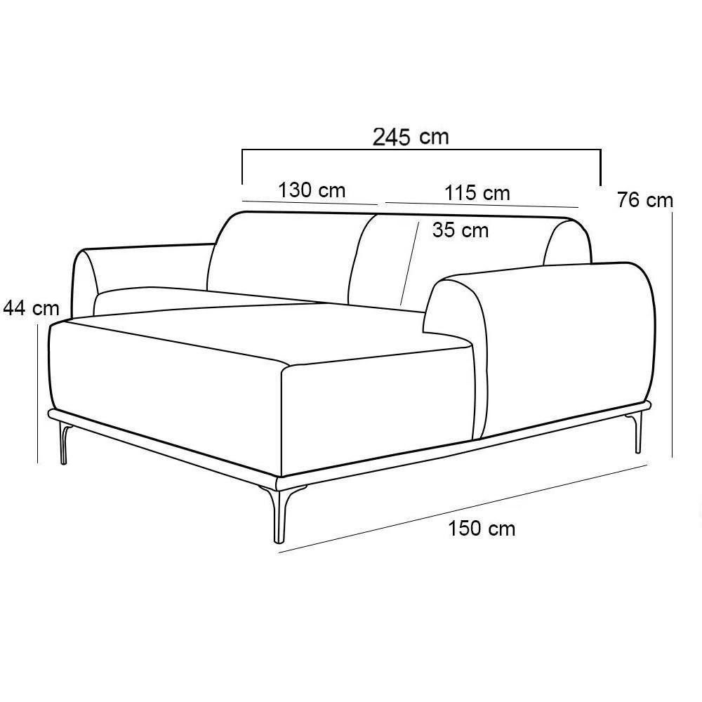 Sofá 3 Lugares Com Chaise Molino 245 Cm Mostarda C-260 - 4