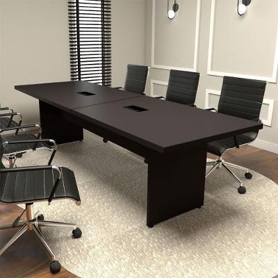 Mesa de Reunião Retangular F5 Moderno sem Gavetas 270CM Preto F5 Office