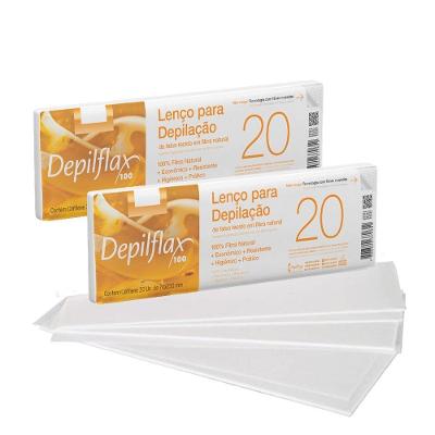 Lenço para Depilação Kit 40 Fibra Natural Resistente Branco Depilflax 40UN