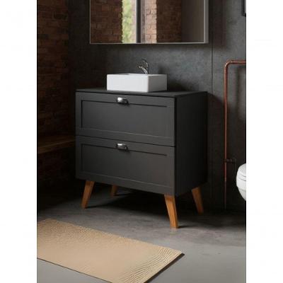 Gabinete para Banheiro Milano 3 Gavetas MDF 80CM Grafite On Móveis