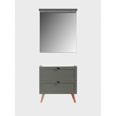 Gabinete para Banheiro e Espelho Milano 3 Gavetas MDF 80CM Verde On Móveis