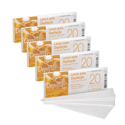 Kit Lenço para Depilação Fibra Natural Resistente Branco Depilflax 100UN