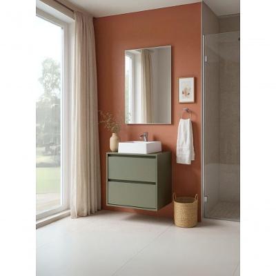 Gabinete para Banheiro Dubai Suspenso 1 Porta 1 Gaveta MDF 60CM Verde com Cuba On Móveis