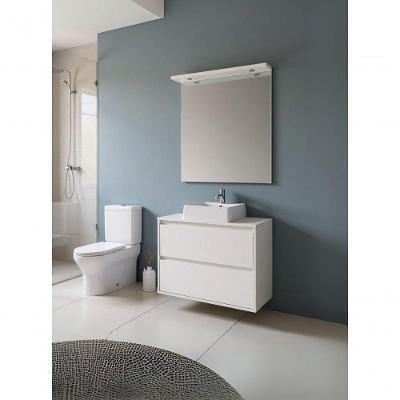 Gabinete para Banheiro Dubai 1 Porta 1 Gaveta MDF 80CM Branco com Cuba e Espelho LED On Móveis