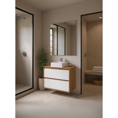 Gabinete para Banheiro Dubai 1 Porta 1 Gaveta MDF 80CM Amadeirado com Cuba On Móveis