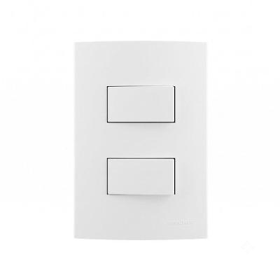 Interruptor Simples Duplo Clean 2 Teclas Fosco Branco Margirius 4X2