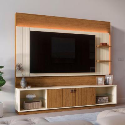 Estante Painel para TV Guaíba 2 Prateleiras MDF-MDP 200CM Off White Canela Casah