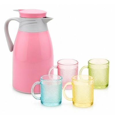Garrafa Térmica Garrafa Térmica 1l com 4 Copos Café Chá Kit Completo Plástico Resistente para Casa