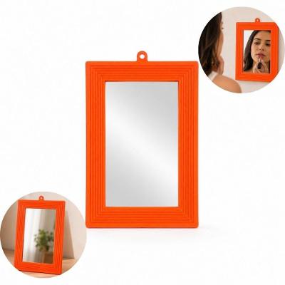 Espelho Decorativo N12 Retangular com Moldura para Sala Laranja 12CM