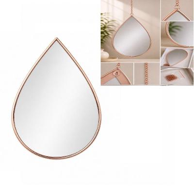 Espelho Decorativo Gota Orgânico Moldura Plástica Pendente para Sala Quarto Banheiro Dourado