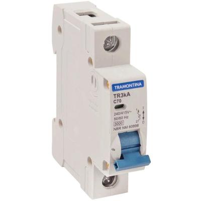 Disjuntor Unipolar TR6KA Curva C 70A com Indicador de Liga e Desliga Bivolt Tramontina