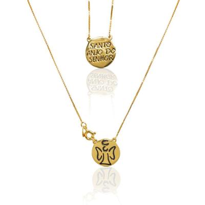 Escapulário Vd 103 em Prata 925 com Banho de Ouro 18k Medalhas 1.2CM Comprimento 45CM Dourado