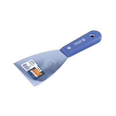 Espátula de Aço Polido Tigre 63,5mm com Cabo Plástico Azul