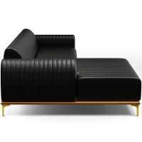 Sofá 3 Lugares Com Chaise Esquerdo Sala Estar 230cm Preto - 3