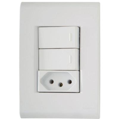 Conjunto 2 Interruptores Simples e 1 Tomada 10A 250V Branco Liz Tramontina