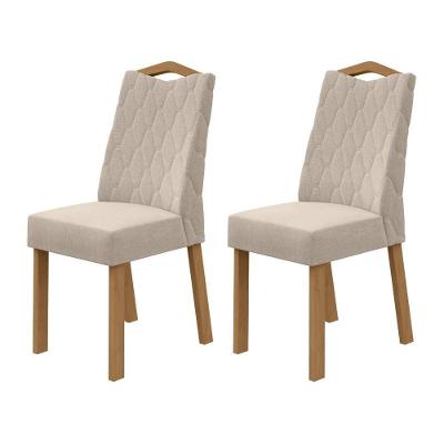 Conjunto 2 Cadeiras Venus MDF-MDP Linho Amêndoa Móveis Lopas