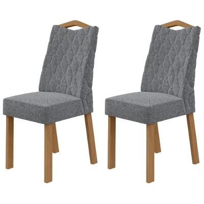 Conjunto 2 Cadeiras Venus Estrutura MDF-MDP Tecido Linho Amêndoa Móveis Lopas