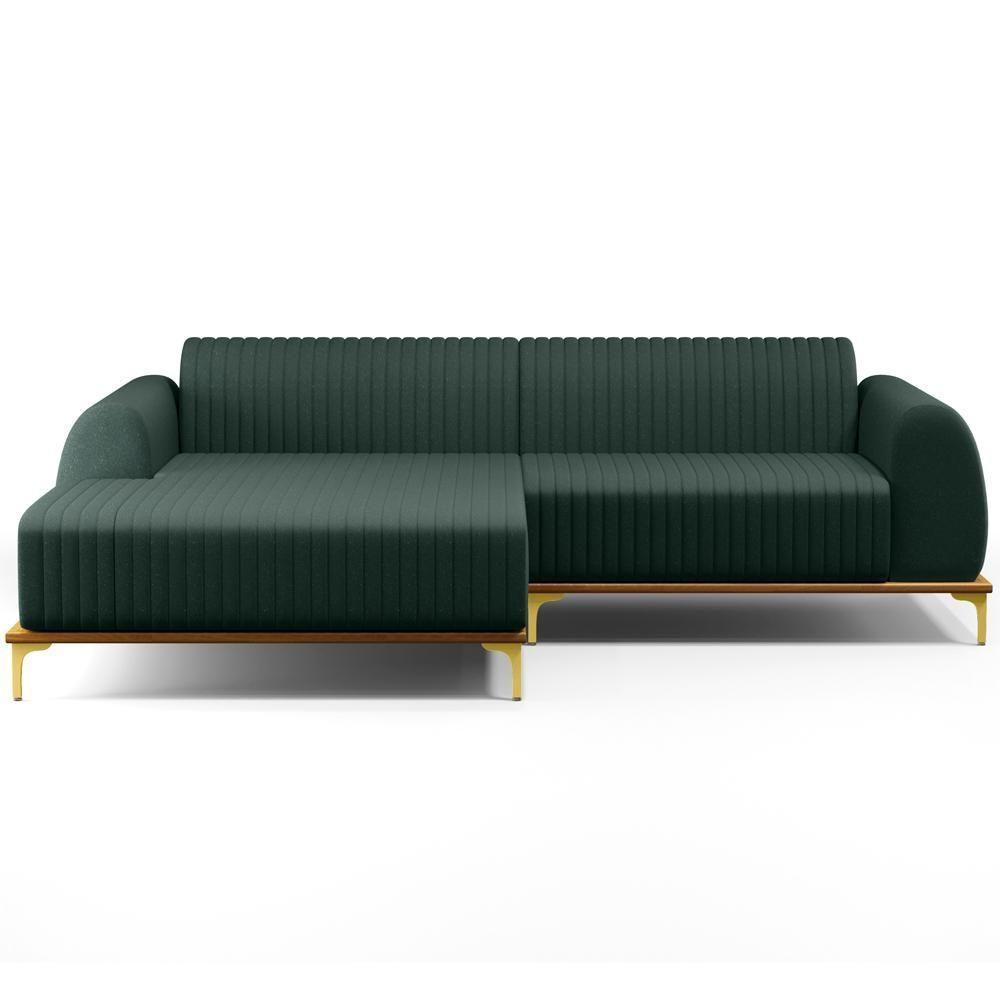 Sofá 3 Lugares Com Chaise Esquerdo 245cm Verde Musgo - 7
