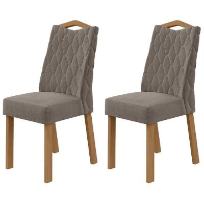 Conjunto 2 Cadeiras Venus Estrutura MDF-MDP Tecido Amêndoa Móveis Lopas