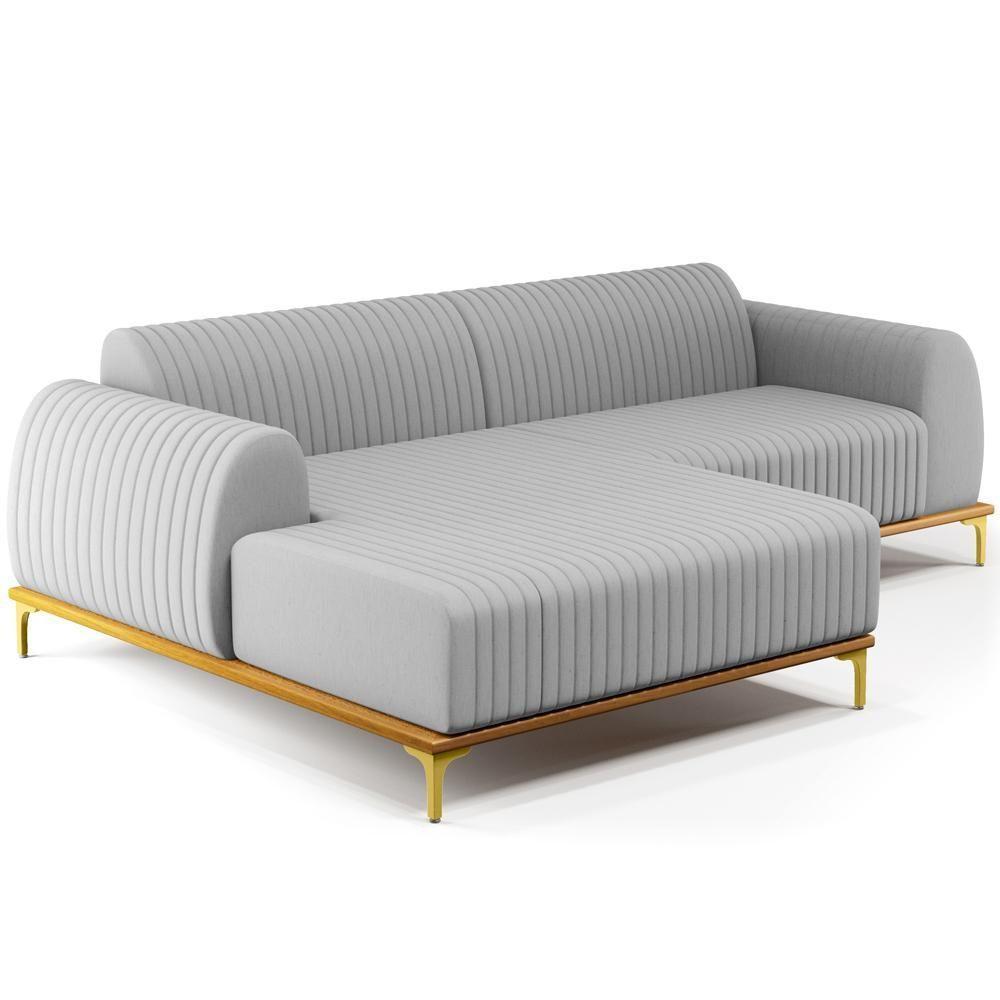 Sofá 3 Lugares Com Chaise Esquerdo 245cm Cinza - 1